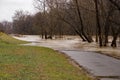 Rising Roanoke River Covering the Roanoke River Greenway Royalty Free Stock Photo